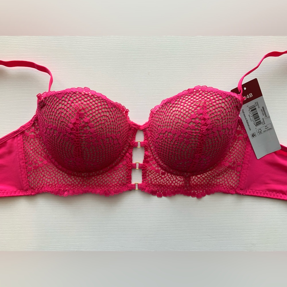 Adore Me Pink Lace Bra 34 B Balconette Bra NWT